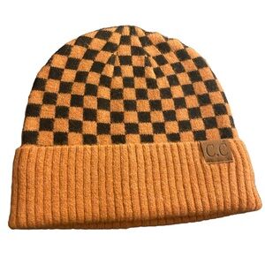Rust checkered beanie
